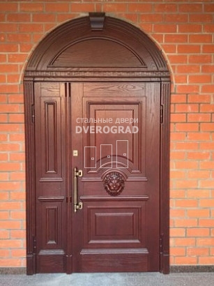 Входная дверь: модель Арочная стальная двустворчатая дверь